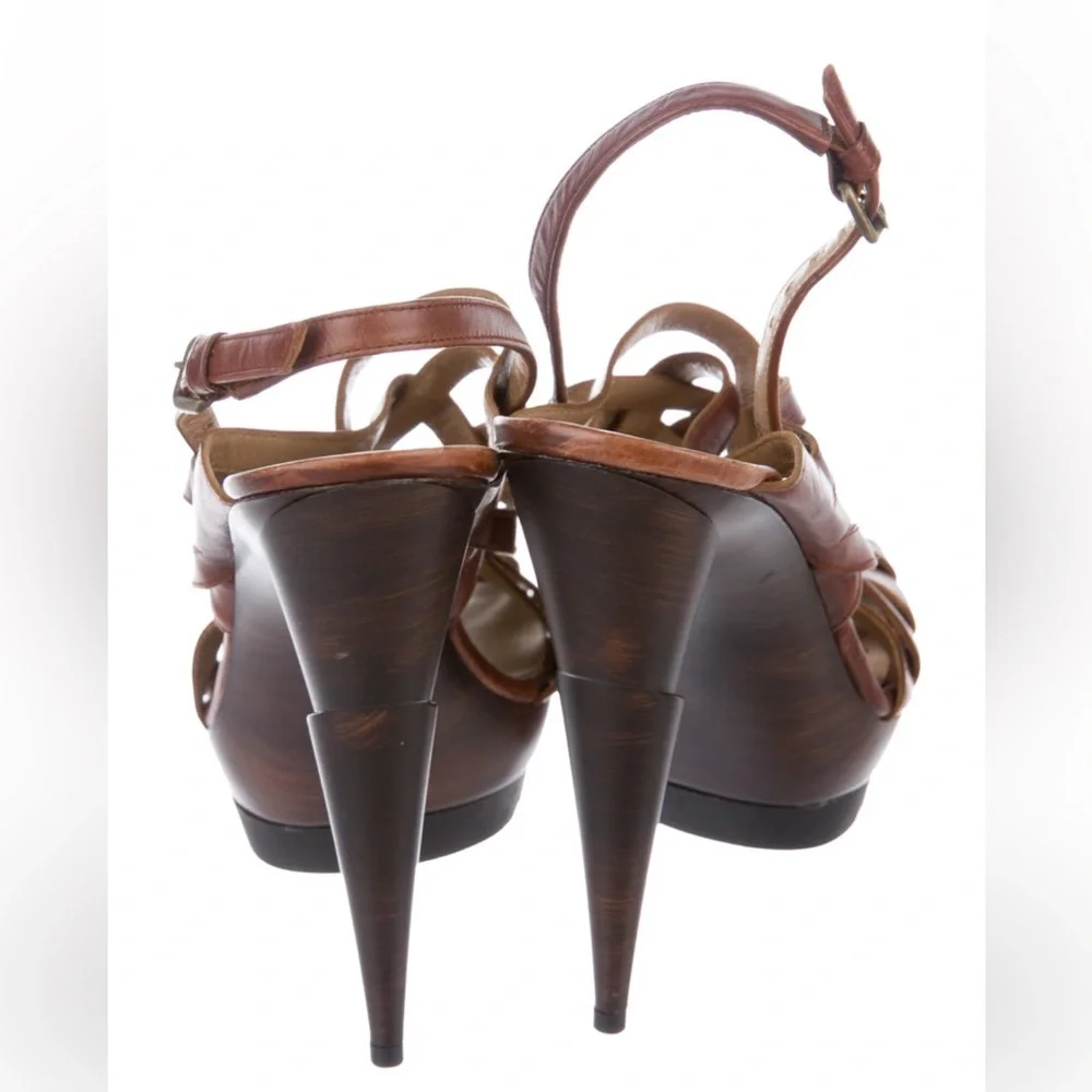 Stuart Weitzman Brown Strappy Heels - Picture 3 of 4
